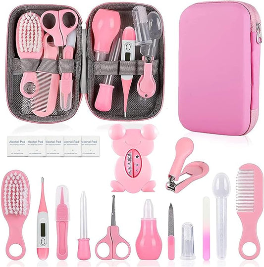 Baby Grooming Kit, Infant Safety Care Set with Hair Brush Comb Nail Clipper Nasal Aspirator
