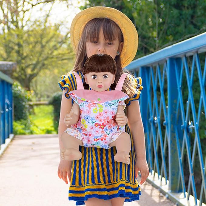 Baby Doll Carrier for 16-22 Inch Dolls,Reborn Doll Backpack Carrier for Little Girls with 18 inch Doll Clothes and Accessories Included Doll Carrier