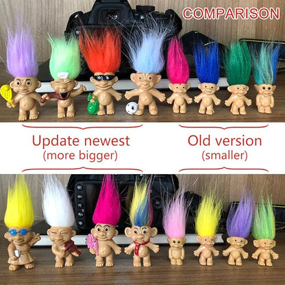 8PCS Troll Dolls, 80s' PVC Vintage Trolls Lucky Doll Action Figures Chromatic Adorable for Collections