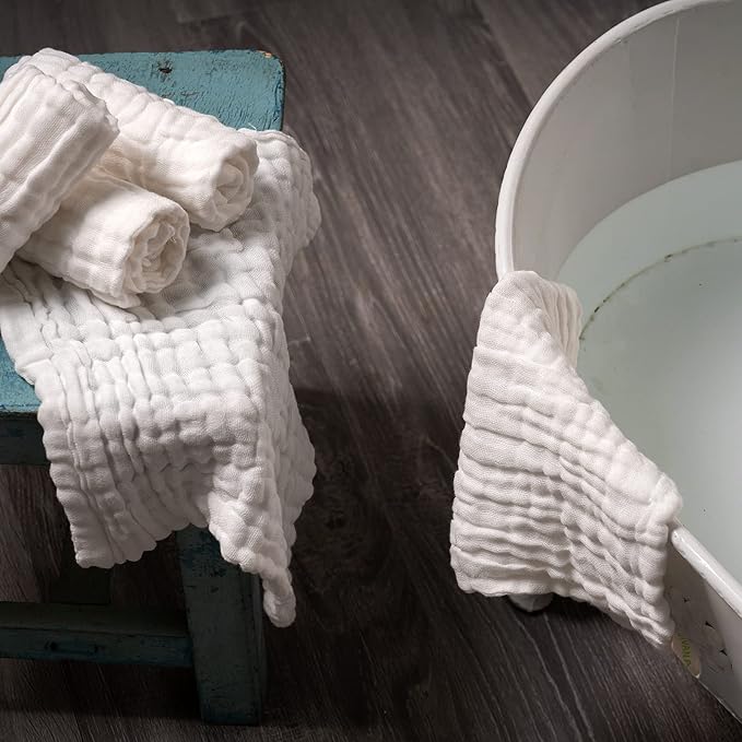 Baby Washcloths -6 Layer Soft Absorbent Face Towel - Natural Newborn Wipes for Delicate Skin