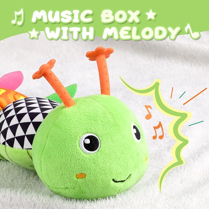 Baby Toys 0 to 12 Months, Musical Stuffed Animal Activity Soft Toys with Multi-Sensory Crinkle