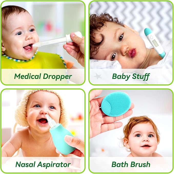 Baby Healthcare and Grooming Kit for Newborn Kids, 31PCS Upgraded Safety Baby Care Kit, Newborn Nursery Health Care Set, Baby Care Products (Green)