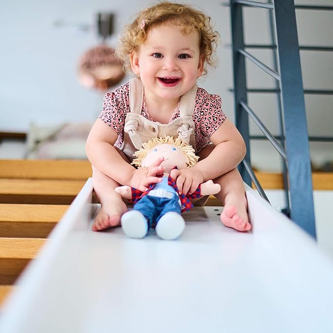 HABA Nick 12" Soft Doll - Baby Boy Doll with Blonde Hair and Blue Eyes (Machine Washable) Perfect Plush Doll Baby for 18 Months & Up