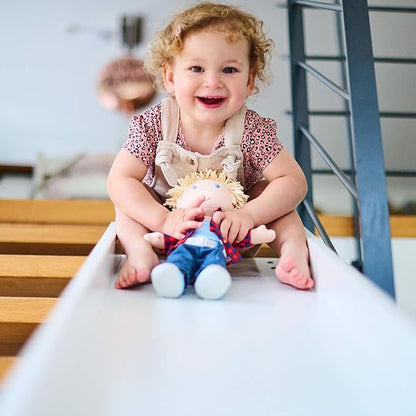 HABA Nick 12" Soft Doll - Baby Boy Doll with Blonde Hair and Blue Eyes (Machine Washable) Perfect Plush Doll Baby for 18 Months & Up