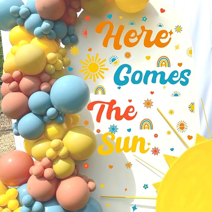 Here Comes The Sun Backdrop Decals Gender Reveal Party Decals
