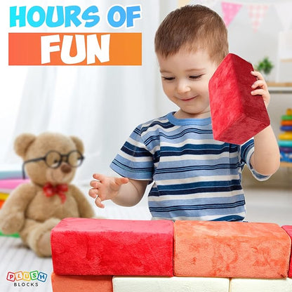 The Original Premium Plush Building Block for Kids - Certified Safe Foam Blocks in Luxuriously Soft Fabric Covers 24 (Brick
