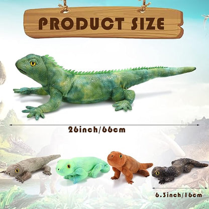 HyDren 5 Pcs Stuffed Iguanas Plush Toy Set 26 Inch 4 Babies