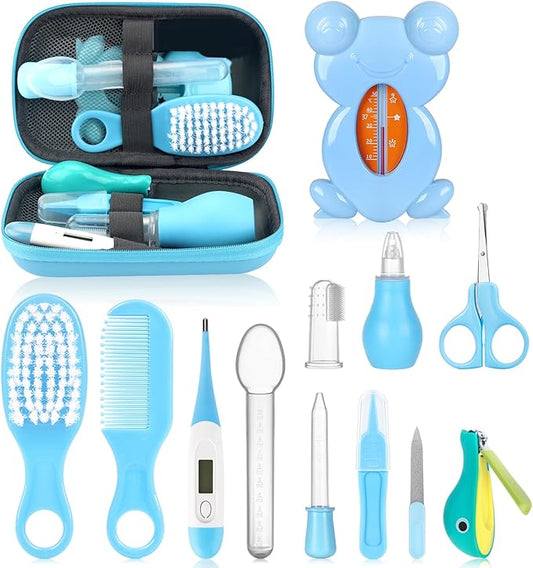 Baby Healthcare and Grooming Kit, Portable Baby Safety Care Set, Baby Essentials kit for Newborn (Blue 13 in 1)