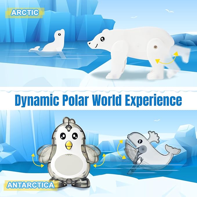 Magnetic Tiles Frozen Toys,Arctic Animals Magnet Building Blocks Toy for Kids Toddler Age 1-3 3-5 4-8, STEM Learning Sensory Construction for Boys and Girls 3+, Gift for Birthday Christmas Party