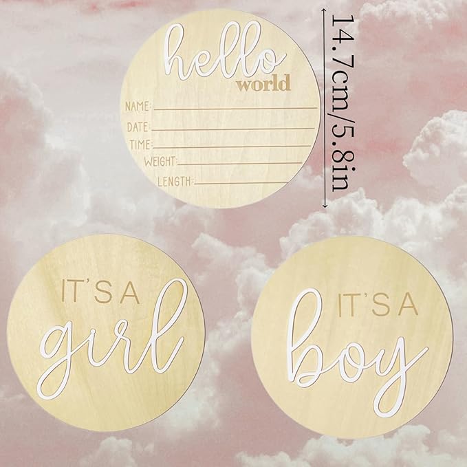 Its a Boy Its a Girl Wooden Sign & Hello World Sign, Baby Birth Announcement Sign