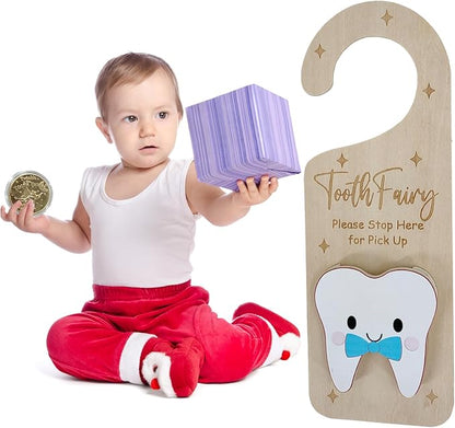 Tooth Fairy Door Hanger, Wooden Tooth Fairy Holder with Tooth