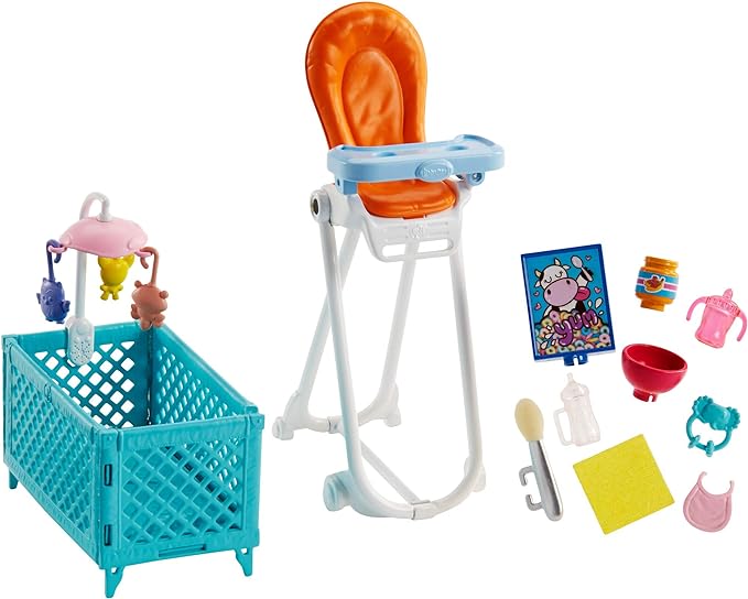 Barbie Babysitting Playset with Skipper Friend Doll, Color-Change Baby Doll 3 to 7 Year
