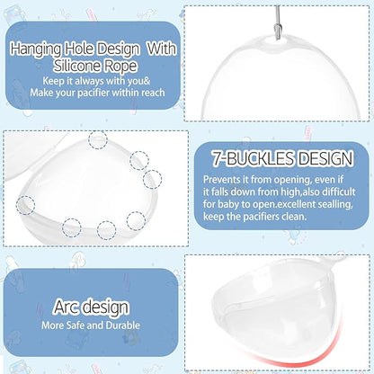 Pacifier Case,4 Pack BPA Free Pacifier Holder Case with Lanyard for Diaper Bag