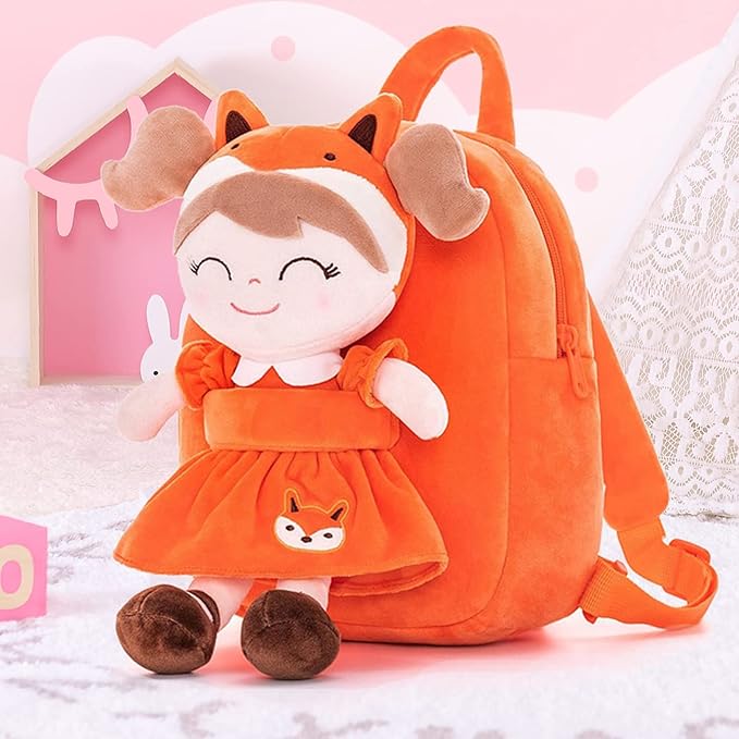 Gloveleya Kids Backpack Toddler Backpack Soft Plush Fox Girl Doll 9"…