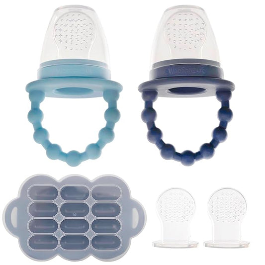 WeeSprout Silicone Baby Food Feeders + Freezer Tray for Batch Prep, Set of 2 2 Extra