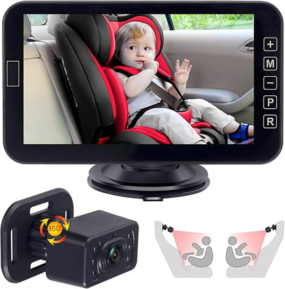 YIMU Baby Car Camera for Backseat: Rear-Facing Infant Back seat Camera Baby with HD 1080P, Easy Setup, Crystal-Clear Night Vision, and 360° Rotation(KB72 with USB Power Cord)