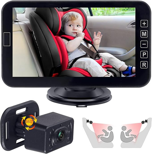 YIMU Baby Car Camera for Backseat: Rear-Facing Infant Back seat Camera Baby with HD 1080P, Easy Setup, Crystal-Clear Night Vision, and 360° Rotation(KB72 with USB Power Cord)
