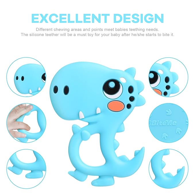 Baby Teething Toys Silicone Dinosaur Baby Teethers for Babies 0-6, 6-12 Months