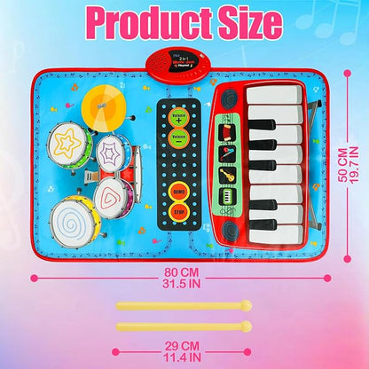1 Year Old Boy Girl Birthday Gift, Music Mat for Toddlers 1-3 2-in-1 Music 1-3 with