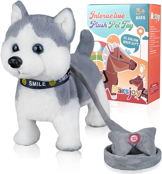 Husky Walking and Barking Puppy Dog Toy with Control Leash,Realistic