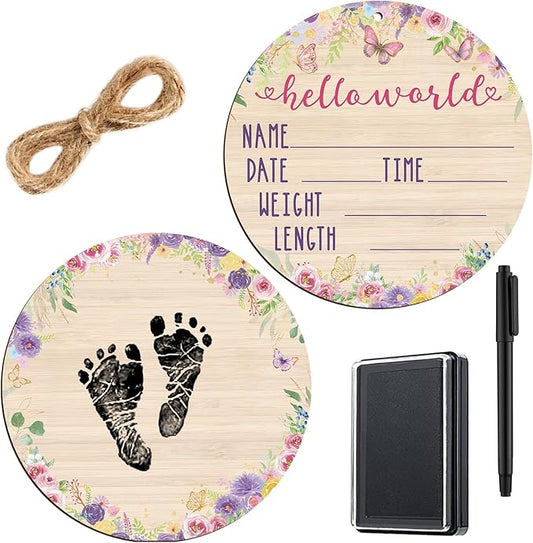 Thyle Baby Announcement Sign Wooden Baby Name Sign for Hospital
