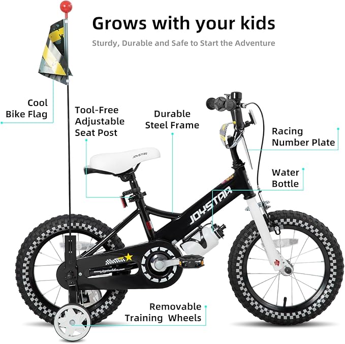 JOYSTAR Little Daisy Kids Bike for Girls Boys Ages 2-7 Years, 12 14 16 Inch Girls Bikes with Doll Bike Seat & Streamers