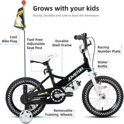 JOYSTAR Little Daisy Kids Bike for Girls Boys Ages 2-7 Years, 12 14 16 Inch Girls Bikes with Doll Bike Seat & Streamers
