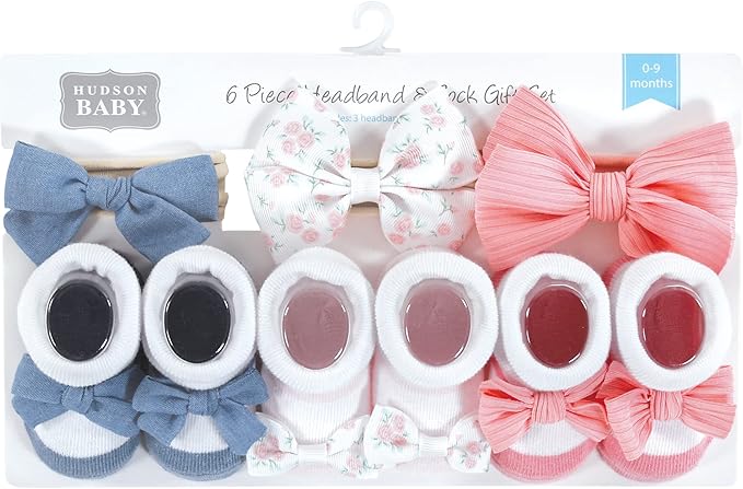 Hudson Baby Girl's Headband and Socks Giftset