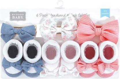Hudson Baby Girl's Headband and Socks Giftset
