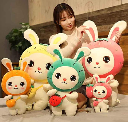 Cute Fruit Bunny Doll Strawberry Rabbit Doll Soft Cushion Pillow Plush Toy Animal Doll Creative Toy for Kids, Pink