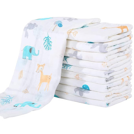 Yoofoss Muslin Burp Cloths for Baby 10 Pack 100% Cotton 20''X10'' Super