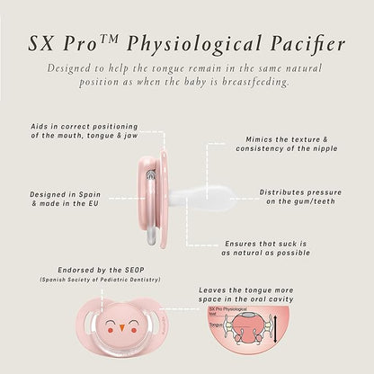 Suavinex Bonhomia SX PRO Physiological Pacifier, Supports Breastfeeding Babies 0-6 Months,