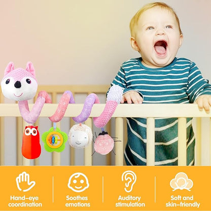Infant Baby Pink Fox Spiral Activity Plush"