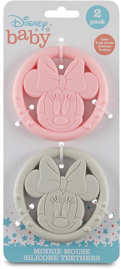 Cudlie Disney Silicone Teether Toy Set for Infants, Food Grade and BPA Free Teethers for Babies 6-12 Months 2-Pack Teether