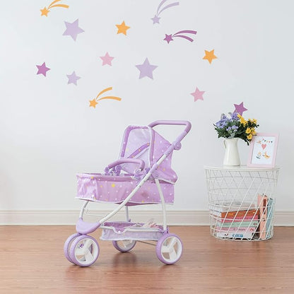Olivia's Little World - Play Baby Doll Bassinet Stroller for Toddler, Baby Doll Pram Stroller Buggy for 3+ Year Old Girls 2-in-1 Baby