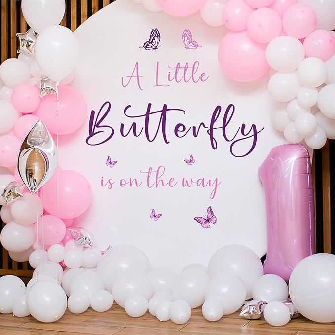 Butterfly Baby Shower Party Decal for Backdrop A Little Butterfly