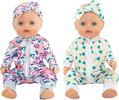 SOTOGO 5 Sets Doll Clothes Outfits Jumpsuits with 5 Headbands 14 to 17 Inch 15 Inch 18 Inch