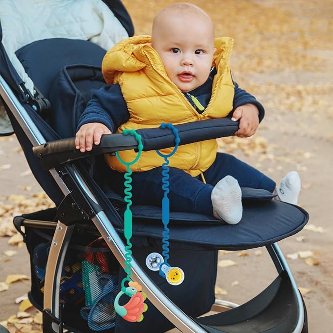 Silicone Toy Straps for Baby, Pacifier Holder Clip with Self-Adjusting Bayonet Chairs(5pcs)
