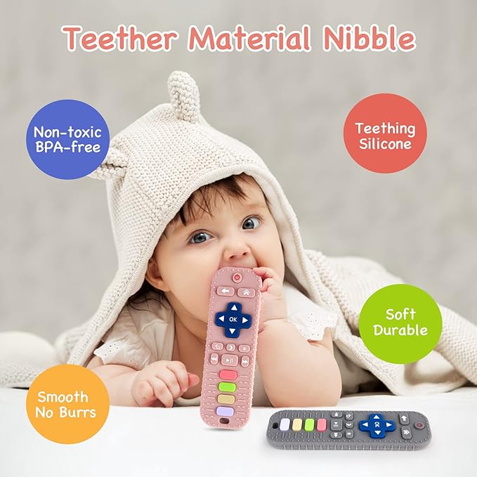 Hooku 2 Pack Teething Toys for Babies 0-6 Months, Silicone Teethers for Babies 6-12 Months