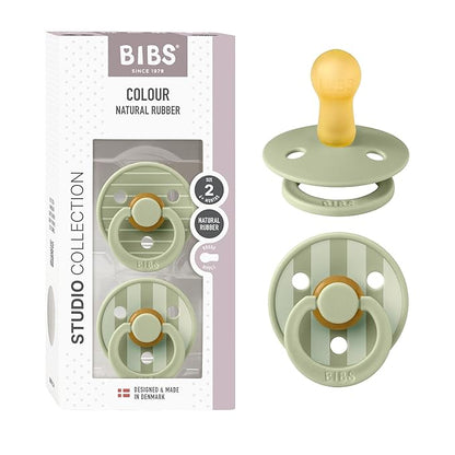BIBS Pacifiers - Colour Studio 2 Pack | Round Nipple Baby Pacifier 6+ Months