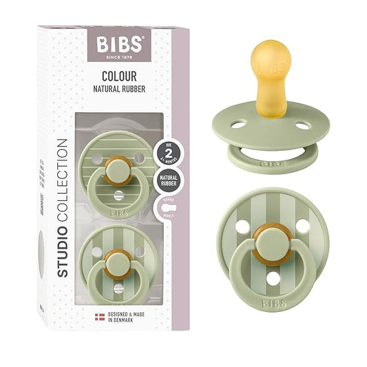 BIBS Pacifiers - Colour Studio 2 Pack | Round Nipple Baby Pacifier 6+ Months