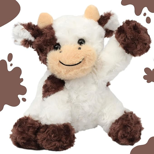Hopearl Adorable Plush Cow Toy Floppy Dairy Cattle Soft Stuffed Animal Cute Birthday for Boys Girls Kids Toddlers, Brown 9''