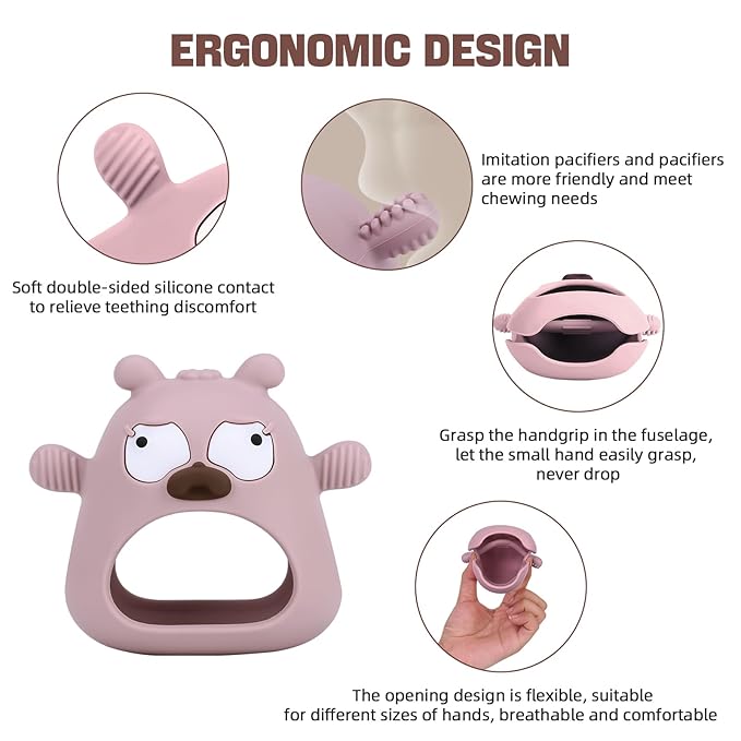 Silicone Teether Toys’╝īTeething Toys for Babies, Baby Teether Never Drop Baby Teether for Teething Relief
