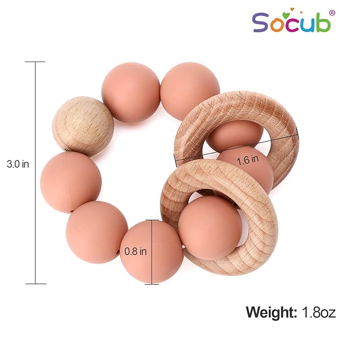 Socub Baby Teething Toy, Organic Baby Teething Ring 3+ Months,