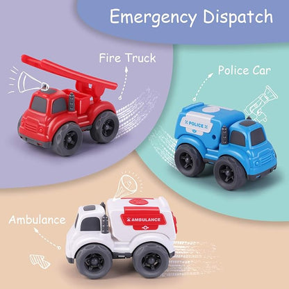 iPlay, iLearn 6PCS Friction Cars Toy for Toddlers 1-3 2-4, Mini 12 18 24 Month