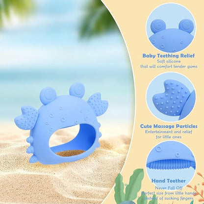 Anboor 2 Pack Baby Teething Toys, Silicone Teethers for Babies 0-6 Months Anti Dropping Hand Teether
