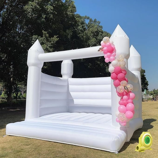 Large White Bounce House 13x13 FT Oxford Material with UL (13' L 13' W 12' H)