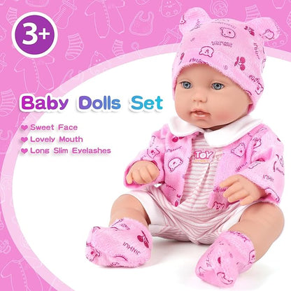 12 Inch Baby Doll Playset with Reborn Baby Dolls Clothes