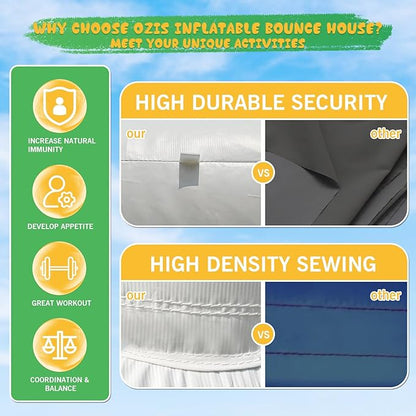 OZIS White Bounce House Castle with Ball Pit for Kids, 13x10x10FT Inflatable White Bounce House with Blower