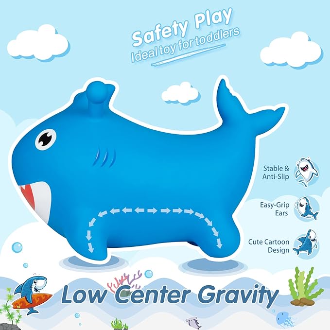 INPANY Bouncy Baby Shark Toys 2 Year Old Boy, Toddler Inflatable Hopper/Bounce Horse/Hopping Horse 3 4,